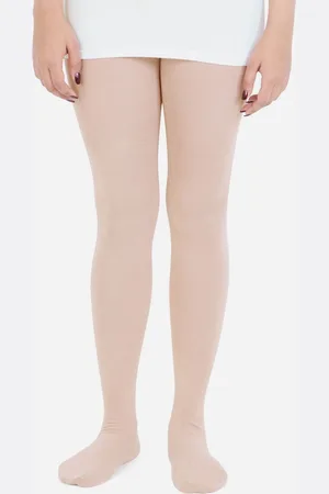 Bonjour Girls Beige Solid Stretchable Stockings