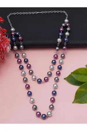 karatcart Multicoloured Handcrafted Pearl Long Chain Necklace