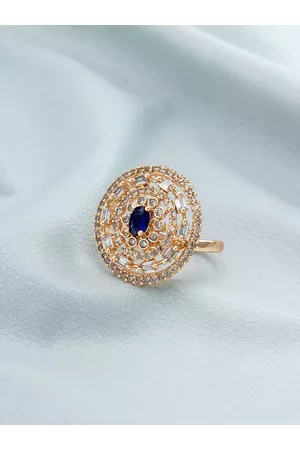 Aadita Rose Gold Plated White Stone Studded Ring