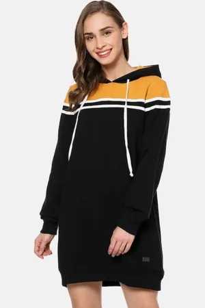 Campus Women Black & Mustard Yellow Dress