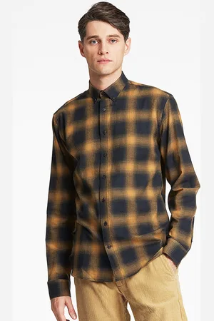 Lindbergh Men Mustard Relaxed Tartan Checks Checked Relaxed Fit Casual Shirt