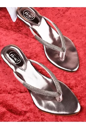 TRY ME Women Silver-Toned Embellished Party Wedge Heels