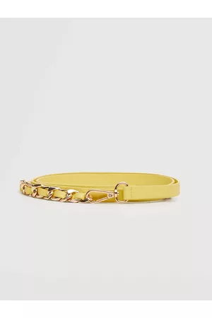 MANGO Women Yellow & Gold-Toned Solid Chain Style Belt