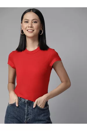 Cayman Women Red Solid T-shirt