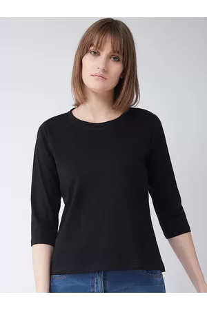 Miss Chase Women Black Solid Round Neck T-shirt