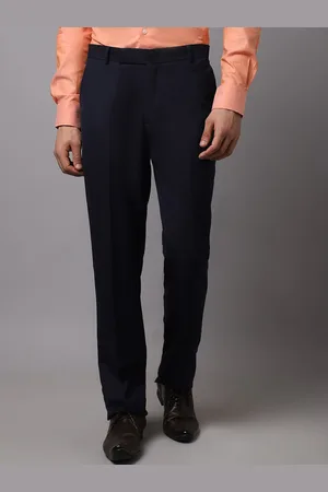 CANTABIL Men Navy Blue Solid Trousers