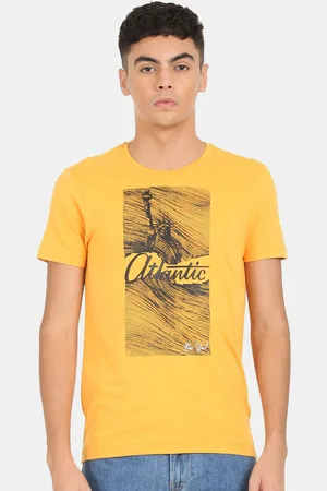 Arrow Men Yellow Printed T-shirt