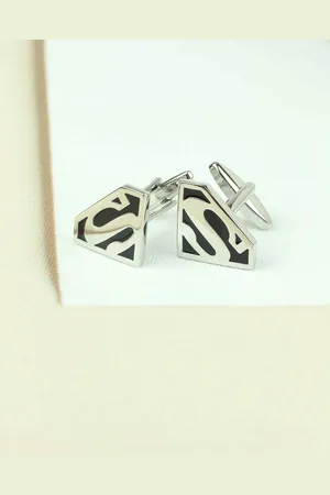 Tossido Men Silver-Toned & Black Contemporary Cufflink