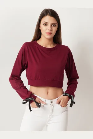 Miss Chase Women Maroon Solid Crop Top