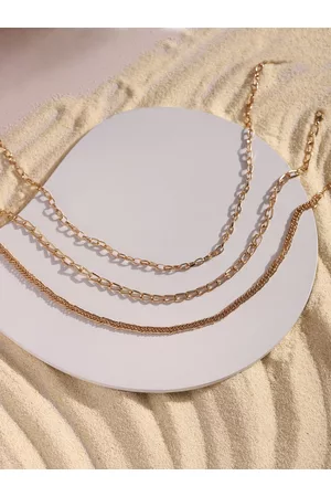 DEEBACO Men Rose Gold-Plated Layered Necklace Chain