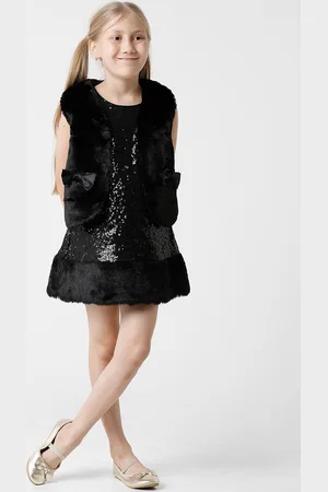 KATE & OSCAR Girls Black Open Front Jacket