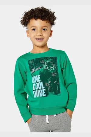 Mothercare Boys Green Typography Print Pure Cotton Sweatshirt