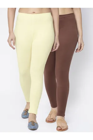 Jinfo Women Pack Of 2 Solid Brown Ankle Length Leggings