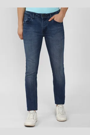 Peter England Men Navy Blue Skinny Fit Heavy Fade Jeans