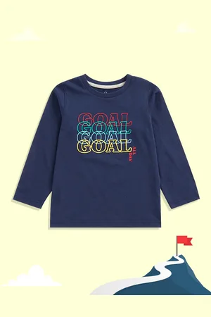 Mothercare Boys Blue Typography Printed Pure Cotton T-shirt