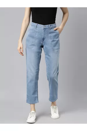 Mast & Harbour Women Blue Boyfriend Fit Light Fade Stretchable Jeans