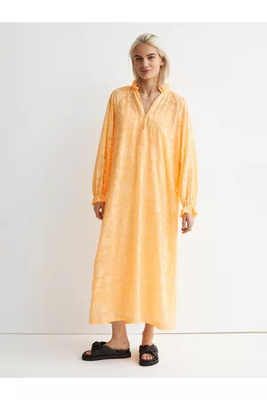 H&M Women Orange Coloured Balloon Sleeved Dress