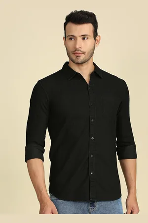 High Star Men Black Slim Fit Casual Shirt
