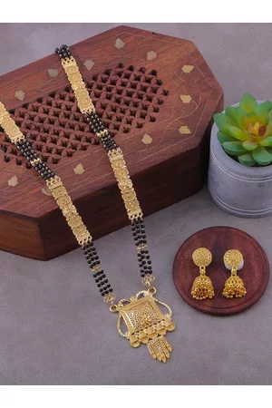 Brandsoon Gold-Plated Black Beaded Mangalsutra