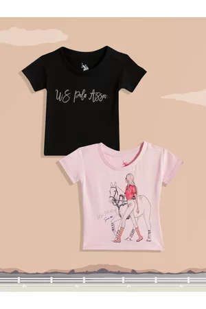 Ralph Lauren Girls Pack Of 2 Assorted Printed Pure Cotton T-shirt