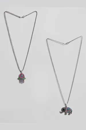 EL REGALO Pack Of 2 Silver-Plated Chain