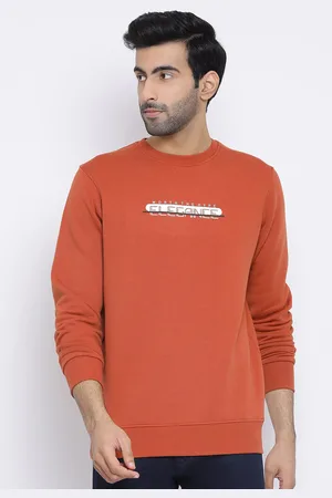 Richlook Men Rust Printed Sweatshirt
