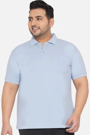 John Pride Plus Size Men Blue Polo Collar Bio Finish T-shirt