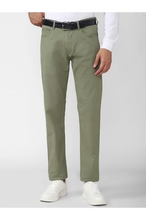 Buy Indigo Nation Men Olive Green Slim Fit Solid Regular Trousers on Myntra  | PaisaWapas.com