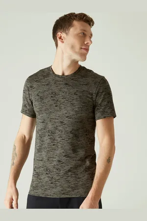 DECATHLON Men Olive Printed Cotton Training T-shirt