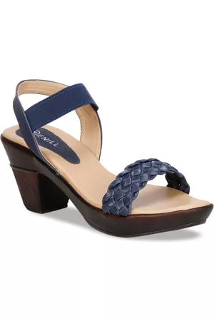 Denill Blue Block Sandals with Buckles