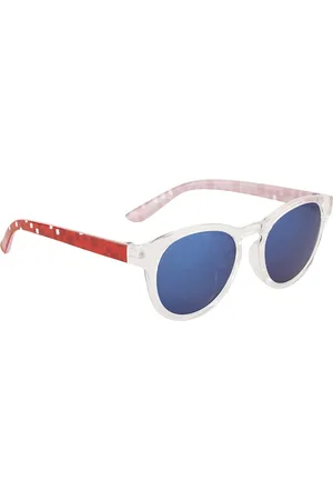 YK Unisex Kids Blue Lens & White Oval Sunglasses with UV Protected Lens