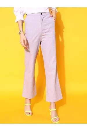 STREET 9 Women Elegant Lavender Polka Dotted Trousers