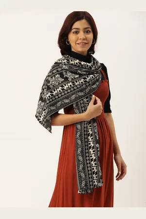 DressBerry Women Black & Beige Printed Scarf