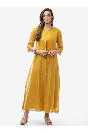 Biba Mustard Yellow A-Line Maxi Dress with a cape