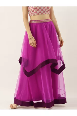 Ethnovog Women Made To Measure Purple NetLayered Handkerchief Skirt
