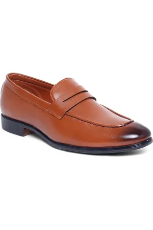 MUTAQINOTI Men Tan Patent Leather Loafers
