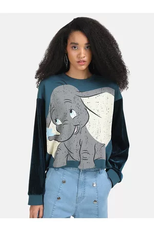 Kazo Women Teal Printed Sweatshirt