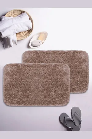 Bianca Set of 2 Brown Solid 1850 GSM Anti-Skid Ultra-Soft Fluffy Bath Rugs