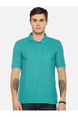 dollar Men Green Polo Collar T-shirt