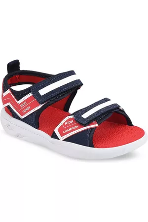 Campus Kids Navy Blue & Red Solid Sports Sandals