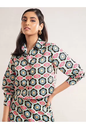 20Dresses Women Pink Floral Printed Cropped Casual Shirt