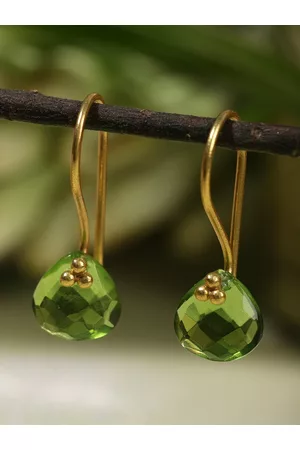 Berserk Gold-Plated & Green Classic Drop Earrings