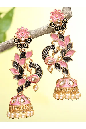 karatcart Women Pink Classic Jhumkas Earrings