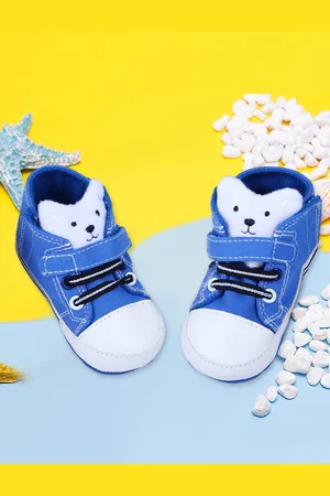 Baby Moo Infant Blue & White Anti-Slip Cotton Booties