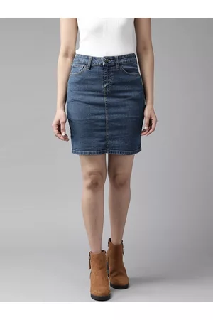 Roadster Blue Denim Straight Skirt