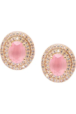Shivansh Women Rose Gold-Plated Oval Studs Earrings