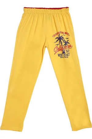 Sweet Angel Boys Yellow Printed Relaxed Fit Track Pants