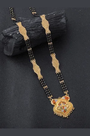Brandsoon Gold-Plated Black Beaded Mangalsutra