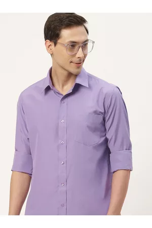 English Navy Men Purple Classic Slim Fit Casual Shirt