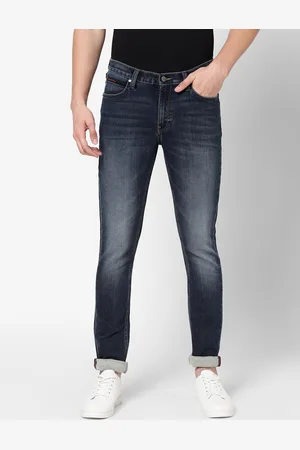 Lee Men Blue Bruce Skinny Fit Mildly Distressed Heavy Fade Jeans